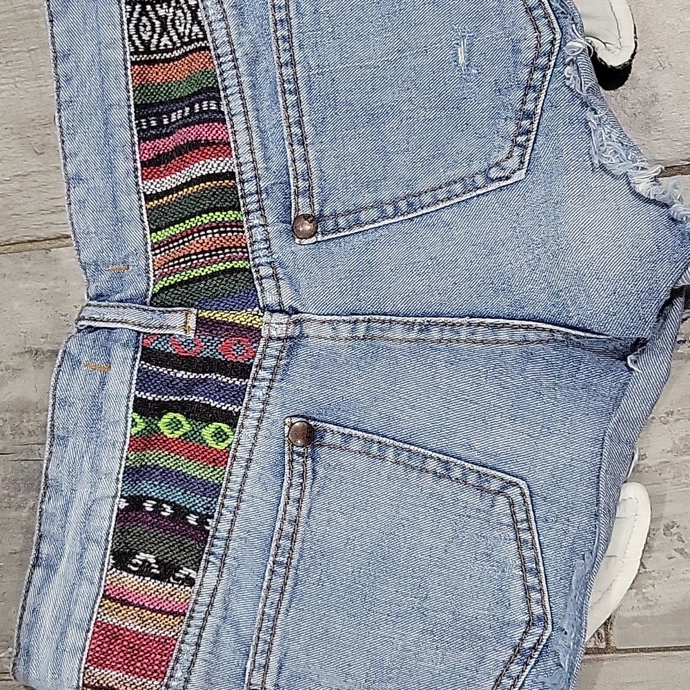 Free People denim with weaven design fabric size 25 #28 - Picture 5 of 6